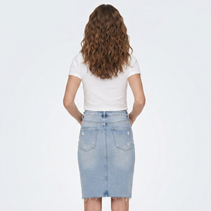 Women's High <b>Waist</b> Denim Skirt Knee-Length Solid Color Casual Style <b>Jeans</b> Skirts Ladies Button <b>Waist</b> Denim Skirts Women's - Product Image 4
