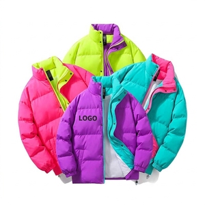puffer <b>jacket</b> <b>Vintage</b> <b>Bomber</b> <b>Jacket</b> Stand Collar Zipper Custom Embroidery Windproof Warm Winter Men's Coat Plain Dyed Woolen - Product Image 6