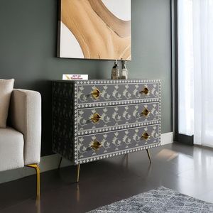 Commode en bois de luxe avec incrustations en os, fabriquée à la main, pour une décoration intérieure moderne et classique - Product Image 2