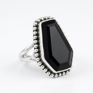 Black Onyx Coffin Shape <b>Statement</b> <b>Ring</b> 925 Sterling Silver Gothic Punk Fine Jewelry Handmade Wholesale Custom <b>Ring</b> for Women - Product Image 3