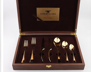 Modern Luxury Gold Curved Flatware Set <b>Champagne</b> Gold PVD Rust Resistant Metal Cutlery For Wedding Fine Dining And Restaurant - Product Image 4