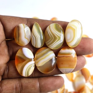 High Quality Black Banded Agate Cabochon Jewelry Making Stones Third Party Certified Rajasthan Origin Color Cut Cut Marquise Cut - Product Image 3