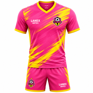 Ensemble d'uniformes de football personnalisés pour hommes adultes, maillot de football respirant haute performance, short assorti, 100% polyester - Product Image 1