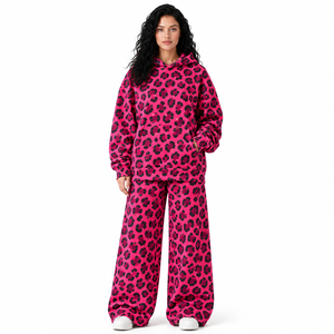 Conjunto de 2 Piezas para Mujer, Sudadera con Cuello en V y Estampado de Hojas de Arce, Pantalones Largos, Algodón, Estilo Holgado - Product Image 6