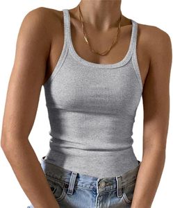 Camiseta sin mangas para mujer, blanca, de punto acanalado, con cuello redondo, informal, corta, de color liso, transpirable - Product Image 6