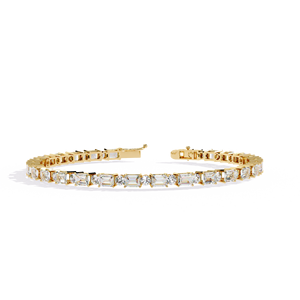 Bracelet de luxe en or 10K 14K avec diamants de laboratoire CVD HPHT 3 carats E VS1, coupe mixte, bracelet tennis à maillons, bijoux fins pour femme - Product Image 5