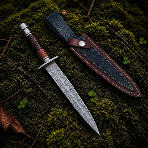 Cuchillo Artesanal Personalizado DIY OEM de Acero Forjado de Damasco con Hoja Fija, Mango de Madera, Premium Coleccionable para Caza, Camping y Actividades al Aire Libre - Product Image 6