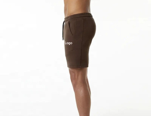 กางเกงขาสั้นออกกำลังกายสีน้ำตาลสำหรับผู้ชาย ขายดี ทนทาน ผลิตจากผ้าโพลีเอสเตอร์ผสมคอตตอน เอวกลาง มีเชือกผูก ปรับแต่งโลโก้ได้ มีกระเป๋าข้าง ไซส์ US - Product Image 3