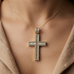 Collier religieux chrétien en argent 925 avec croix de Jésus, bijoux personnalisés, pendentif entièrement serti de diamants de laboratoire, style hip-hop, breloques. - Product Image 2