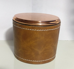 กระปุกเทียนหนังเทียมพร้อมฝาสีโรสโกลด์ - Product Image 5