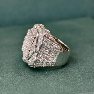 Moissanite Iced Signet <b>Ring</b> Pave Square Statement <b>Ring</b> Luxury Hip Hop Jewelry Bold Fashion <b>Ring</b> for <b>Men</b> - Product Image 2
