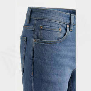 Straight-Leg Stonewashed <b>Denim</b> Jeans Men High Waist Slim Fit Cotton Casual Spring Style Pants - Product Image 5