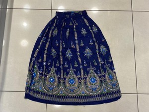 Handmade Women Printed Sequin Work Bohemian Rayon Nonwoven Casual Free Size Floor-Length <b>Skirt</b> - Product Image 2