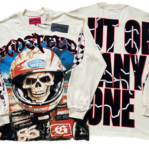 เสื้อยืดแขนยาวคู่รักผ้าฝ้ายคุณภาพสูงแบบใหม่สำหรับฤดูใบไม้ร่วง สวมใส่สบาย ระบายอากาศได้ดี ลายพิมพ์ถัก  แบบยูนิเซ็กส์ - Product Image 2