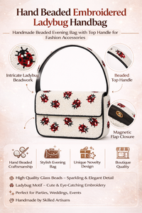 Sac à main de soirée fait main brodé de perles avec perles et chaînes, sac de soirée décontracté et tendance - Product Image 6