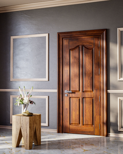 Porte d'entrée en bois massif de chêne et de teck, haute durabilité, isolation acoustique, finition premium, design minimaliste, pour usage intérieur et extérieur - Product Image 4