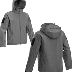 Veste polaire coupe-vent à capuche pour homme, couleur unie, fermeture éclair, style vêtement de travail, pour l'automne, coupe classique, extérieur en polyester - Product Image 3