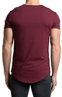 T-shirts d'été pour hommes, couleur unie, col en V, manches courtes, coupe ample, faible MOQ, respirant, 100% coton