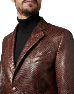 Custom Genuine Python Pattern <b>Leather</b> <b>Jacket</b> Men Motorcycle Biker OEM ODM Manufacturer Sample Service Available Today - Product Image 6