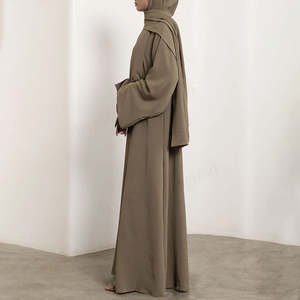 Custom Latest Design Women Modest Abaya Solid Color New Slit Cuff Design Muslim Women <b>Full</b> Length Closed Abayas for Women - Product Image 3