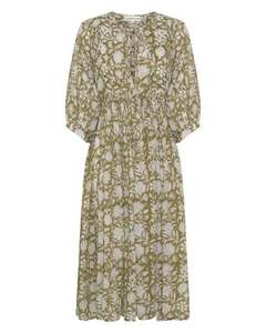 Vestido Maxi Kyra Premium en un Elegante Tono Verde Suave, Hecho a Mano con Método Tradicional de Teñido Anudado, 100% Algodón - Product Image 4