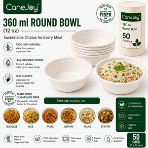 Tazón de Bagazo Canejoy Ecológico, Compostable, Desechable, Apto para Microondas y Congelador, Resistente al Calor, de Alta Resistencia, 360ml 12 Oz, para Fiestas - Product Image 4