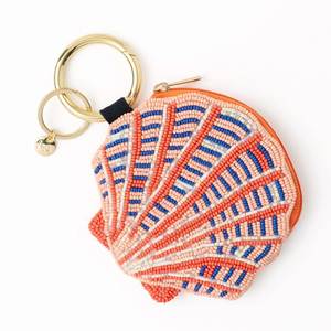 Beaded <b>Mini</b> Coin Purse With Shell Pattern Bohemian Style Handmade Zipper Closure - Product Image 3