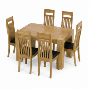Ensemble de salle à manger ARTERRA, style farmhouse moderne de luxe, table rectangulaire en teck avec chaises à dossier haut pour la maison - Product Image 2