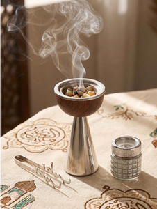 Luxury Stainless Steel and Wooden <b>Bakhoor</b> Burner Modern Arabic <b>Oud</b> Incense Burner for Home Decor Arabic <b>bakhoor</b> burner - Product Image 1