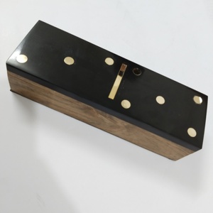 Ensemble de dominos de luxe en marbre et bois avec incrustations en laiton, boîte de rangement design, décoration de table, jeu pour les réunions de famille - Product Image 3