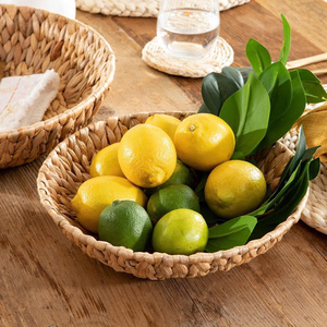 Rustic Kitchen Decoration Footed Water Hyacinth Bowls Natural Round <b>Small</b> <b>Basket</b> Bowl for Fruit Bread Pastry Pantry <b>Storage</b> - Product Image 4