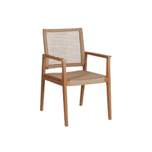 Fauteuils en rotin et bois de teck fabriqués en Indonésie, chaises de jardin pour la salle à manger, en vente - Product Image 3