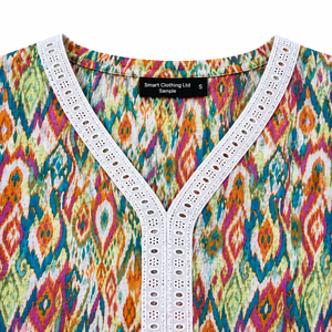 Débardeur tricoté imprimé à col en V et manches courtes pour femme, style décontracté pour l'été - Product Image 3
