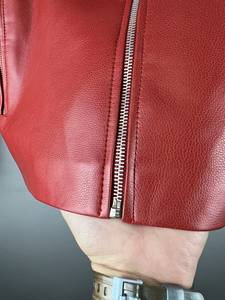 2026 Best Men's Red Leather Motorcycle <b>Jacket</b> in Cowhide - Handmade 90s Style fully <b>Lined</b> - Product Image 6