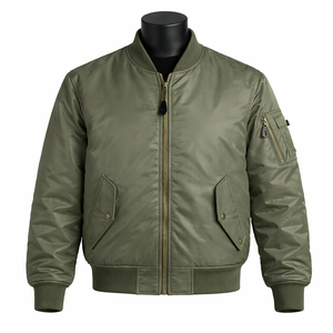 <b>Vintage</b> <b>Bomber</b> <b>Jacket</b> for Men Windproof Zipper Front Logo Polyester/Cotton Spring Autumn Casual All-in-one <b>Jacket</b> - Product Image 1