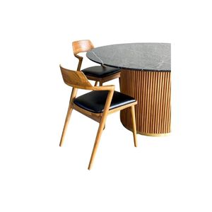 Silla de Comedor Jevo de Madera de Teca con Asiento Tapizado en Microfibra, Diseño Moderno, Giratoria, para Hogar y Hotel - Product Image 4