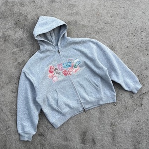 Sudadera con capucha y cremallera completa, estilo vintage personalizado con estampado gráfico, de peso pesado, oversize, unisex, estilo urbano, OEM ODM - Product Image 1