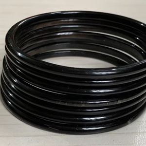 Bracelets de mariage modernes faits à la main en corne de buffle naturelle, écologiques, noirs, par Decor World Expo - Product Image 1