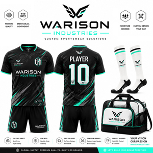 Custom Black Orange Soccer Jersey Set Sublimated Football Team Uniform Kit with Shorts Socks Sports Bag Set - Product Image 2