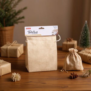 Sacchetto Regalo Effetto Lino ILAN 9x12 Cm Colore Naturale 3 Pezzi - Product Image 3