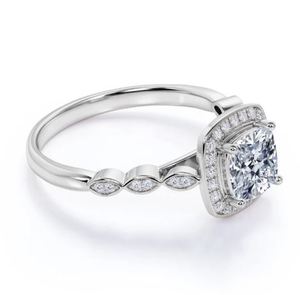 1.35 Carat Cushion Cut Moissanite Halo Engagement <b>Ring</b> Gold Plated Sterling <b>Silver</b> Classic Bridal Proposal <b>Ring</b> Fine Jewelry - Product Image 2