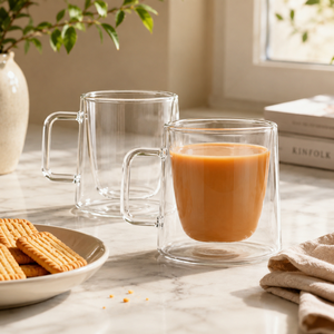 Tasse en verre borosilicate double paroi de 180 ml, faite à la main, sans plomb, isolée, pour café, thé, latte, expresso, réutilisable, en gros - Product Image 1