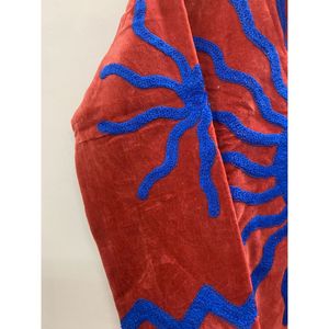 Hand Embroidered Velvet Cotton Jacket <b>Women</b> Mandarin Collar Full Sleeve Autumn Winter Bohemian Eye Pattern Open Front <b>Coat</b> - Product Image 5