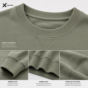 Sweat-shirt à col rond pour homme X Sports City, couleur unie, design minimaliste, 100% coton, molleton français, coupe classique, vêtement d'automne - Product Image 5