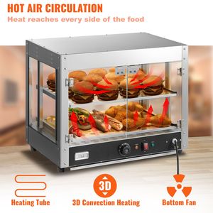 Scaldapizza Commerciale da 800W a 2 Livelli con Riscaldamento 3D, Illuminazione a 3 Colori e Ventola Inferiore Manuale per Espositori da Banco - Product Image 2