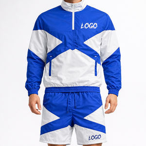 Custom Lightweight Sports <b>Running</b> Streetwear Track Suit 2 Pieces Crinkle Nylon <b>Reflective</b> Windbreaker <b>Jacket</b> and Pant Tracksuit - Product Image 6