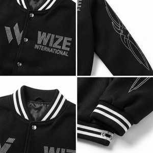 Custom <b>Rhinestone</b> Varsity <b>Jackets</b> with Sparkling Stone Details Premium Quality Stylish Design for Wholesale Men's <b>Jackets</b> - Product Image 5