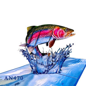 Tarjeta Pop-Up 3D Artesanal de Trucha Arcoíris, Diseño Animal de Última Tendencia, Hecho en Vietnam, Diseño Personalizado, Manualidades de Papel Cortado con Láser, al Mejor Precio - Product Image 4