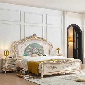 Ensemble de chambre à coucher français antique en bois de mahogany massif de luxe, taille king, sculpté à la main, meubles de chambre à coucher d'hôtel fabriqués en Indonésie, livraison gratuite - Product Image 3