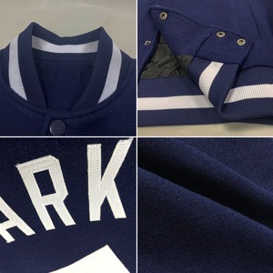 เสื้อแจ็คเก็ตแบบมีกระดุมติดเต็มตัว สไตล์ลำลอง แฟชั่นกีฬา สีกรมท่า-ขาว  แบบสั่งทำพิเศษ พร้อมลายปักแบบ Sublimation - Product Image 5